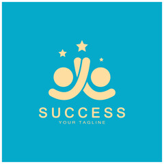 Abstract people success logo design.fun people,healthy people,sport,community people symbol vector illustration