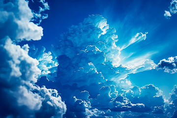 Naklejka na ściany i meble Blue Sky background with clouds, Cinematic.
