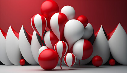 baloons red and white abstract ,background -AI Generative 