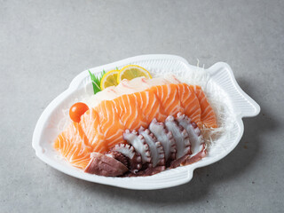 Salmon sashimi and octopus sashimi, sashimi