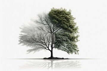 isolated white background with a tree. Generative AI