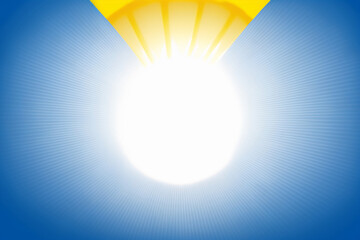 Illustration of the sun and rays against the sky. Template for design or product advertising. AI generated.
