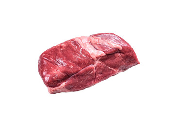 Raw lamb meat leg steak.  Isolated, transparent background.