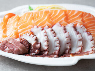 Salmon sashimi and octopus sashimi, sashimi © mnimage