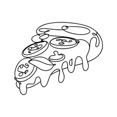 Continuous line drawing of pizza food minimalism design vector illustration
