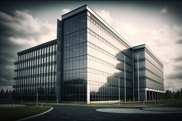 Fototapeta na wymiar Large modern office building, AI generated