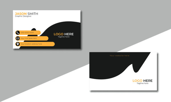 MINIMAL AND CORPORATE BUSINESS  CARD - BLACK AND YELLOW NAME CARD