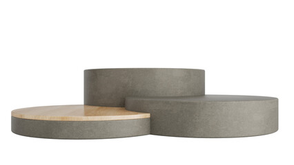 Concrete Podium Product Display Stand On Transparent Background Minimal Showcase. 3D Render Illustration