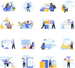 Multitasking People Flat Icons