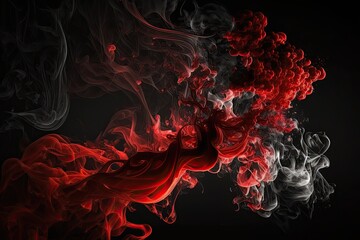 The background is black with red steam. Copy space. Generative AI