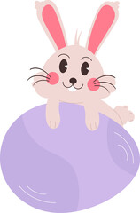 Flat easter characters bunny. Rabbit with egg