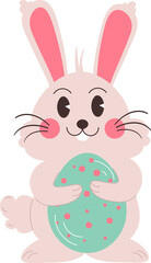 Flat easter characters bunny. Rabbit with egg