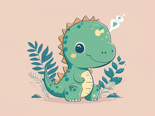 children's dinosaur illustration, AI generated