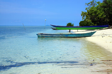 Boats on the beach in Indonesia.