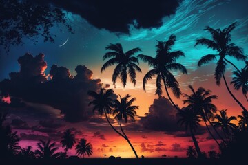 Fototapeta na wymiar Evening sky. Summer tropical shot. Generative AI