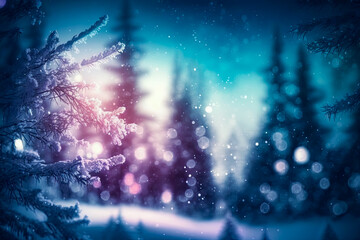 Christmas winter blurred background - Wonderland, holiday serene, peaceful, tranquil.