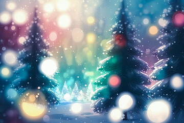 Fototapeta na wymiar Christmas winter blurred background - Wonderland, holiday serene, peaceful, tranquil.