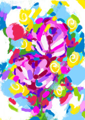 Obraz na płótnie Canvas Beautiful Flower Painting - Premium Flower Art