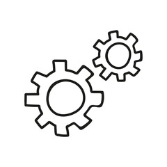 Hand drawn gear icon. Vector illustration, doodle style.
