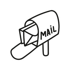 Hand drawn mailbox icon. Vector illustration, doodle style.
