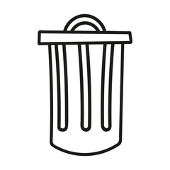 Hand drawn trash can icon. Vector illustration, doodle style.
