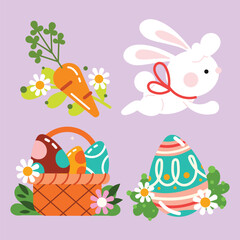 Fototapeta premium easter bunny with easter eggs and Easter seamless pattern with rabbits and bunny free vector