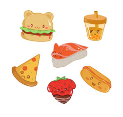 Cute, kawaii stickers, animals, characters, or food
