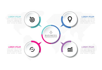 Vector infographic business presentation template with circular interconnection with 4 options.