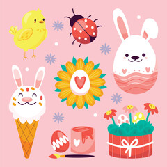 easter bunny and easter eggs and Easter seamless pattern with rabbits and bunny free vector