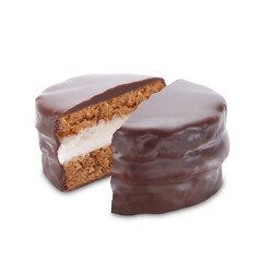 Ganache-Covered-Cookie-Vanilla-Icing-Filling-Group-white-background-closeup-isolated