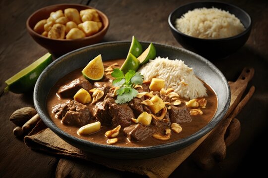 Thai food, beef massaman curry. Generative AI