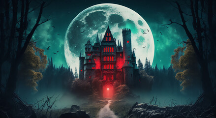 halloween background with castle.