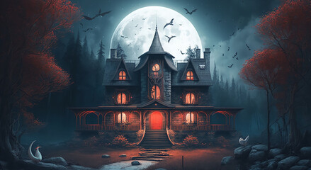 halloween background with house