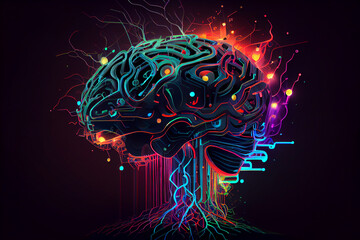 illuminated artificial brain AI technology