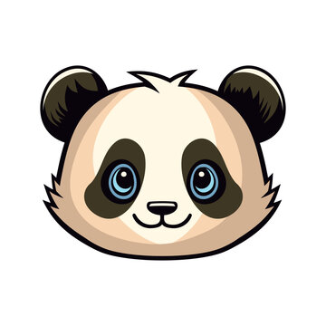 Panda Face Logo Icon on White Background. Vector