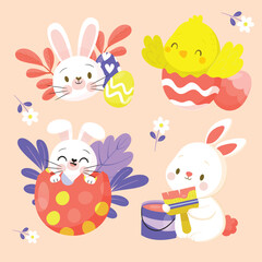 easter bunny and easter eggs and Easter seamless pattern with rabbits and bunny free vector