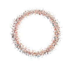 Round dots frame with empty space for your text. Frame made of blue spots or dots of various size. Circle shape.