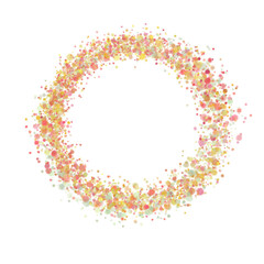 Round dots frame with empty space for your text. Frame made of blue spots or dots of various size. Circle shape.