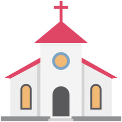 Church Vector Color Illustration Vector Icon which can easily modify or edit

