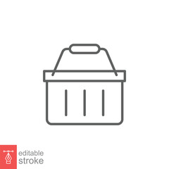 Shopping basket icon. Simple line style for web template and app. Shop, cart, bag, store, online, purchase, buy, retail, vector illustration design on white background. Editable stroke EPS 10.