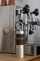 Espresso coffee machines. Make coffee espresso. Manual coffee grinder
