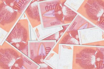 Yugoslav dinar. Close up money from the former republic of Yugoslavia. Yugoslav currency.3D render