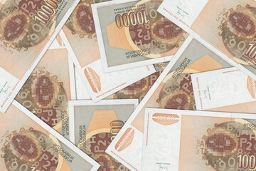 Fototapeta na wymiar Yugoslav dinar. Close up money from the former republic of Yugoslavia. Yugoslav currency.3D render