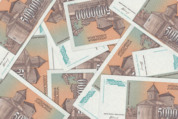 Yugoslav dinar. Close up money from the former republic of Yugoslavia. Yugoslav currency.3D render