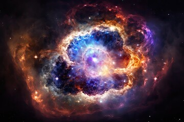 Supernova explosion in the center of galaxy Elements of this image furnished by NASA . Generative AI