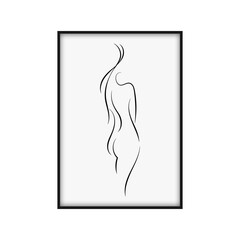 The woman’s body is one line drawing isolated on white background. Black one-line art. Vector illustration.