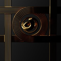 3D rendering Abstract geometry dynamic object with dark background.