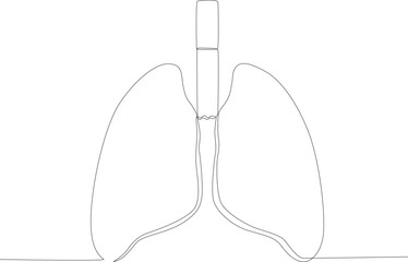 Cigarette and a pair of lungs. No tobacco day one line drawing