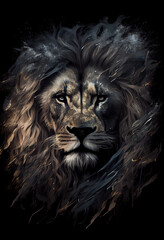 Fototapeta na wymiar Poster Electric lion head. AI render