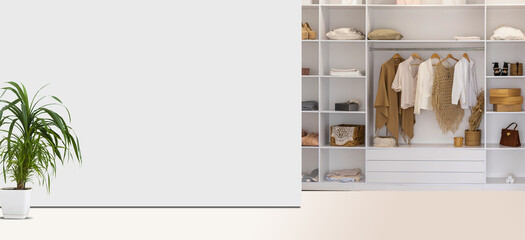 Light empty space with parquet floors. Mockup template for display or montage of product